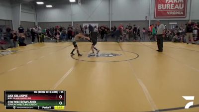 53 lbs Cons. Semi - Jax Gillispie, Bull Island Grappling vs Colton Rowland, Scanlan Wrestling Academy