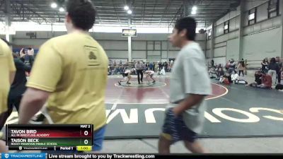 110 lbs Cons. Round 4 - Taison Beck, Rocky Mountain Middle School vs Tavon Bird, All In Wrestling Academy