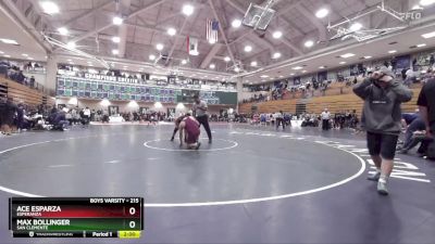 215 lbs Champ. Round 3 - Max Bollinger, San Clemente vs Ace Esparza, Esperanza