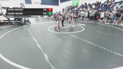 74 lbs Quarterfinal - Jaren Mann, Rancho Bernardo WC vs Adan Nieves, Unattached