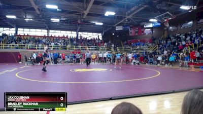 132 lbs Quarterfinal - Jax Coleman, Gibson Southern vs BRADLEY RUCKMAN, Civic Memorial