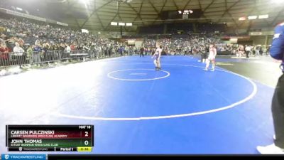 92 lbs Champ. Round 1 - John Thomas, Kitsap Ironman Wrestling Club vs Carsen Pulczinski, Liberty Warriors Wrestling Academy