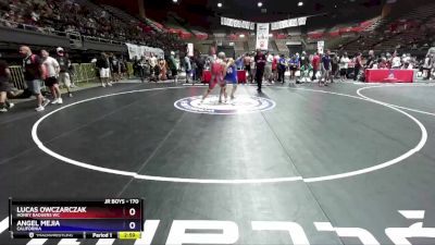 170 lbs Quarterfinal - Lucas Owczarczak, Honey Badgers WC vs Angel Mejia, California