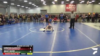 45 lbs Cons. Semi - Brody Bauer, Smith Mountain Lake Wrestling vs Christian Slokovitz, Williamsburg Wrestling Club