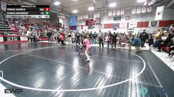 58 lbs Rr Rnd 2 - Tobias Daniels, Hilldale Youth Wrestling Club vs Danica Budzinski, Grove Takedown Club