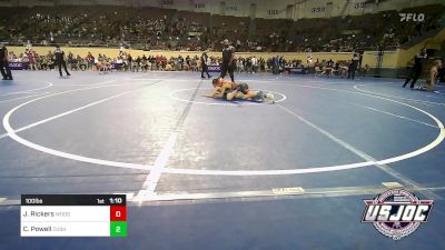 100 lbs Round Of 16 - Jaxon Rickers, Woodward Youth Wrestling vs Colt Powell, Cushing Tigers