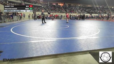 101 lbs Round Of 32 - Sammy Cox, Watonga Youth Wrestling vs Braxton Baker, Ponca City Wrestling