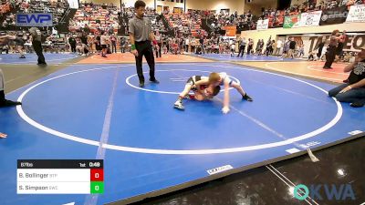 67 lbs Semifinal - Boston Bollinger, Tulsa Blue T Panthers vs Sawyer Simpson, Salina Wrestling Club