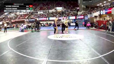 AA - 138 lbs Cons. Round 2 - Jayden Simmons, Helena Capital vs Mason Crews, Missoula Sentinel