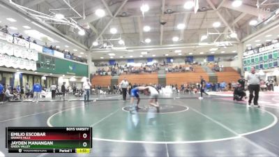 120 lbs Semifinal - Jayden Manangan, Green Valley vs Emilio Escobar, Granite Hills