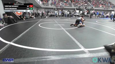 90 lbs Consi Of 4 - Cristian Monroy, Tulsa Blue T Panthers vs Aron Brannon, Pitbull Wrestling Academy