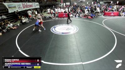 132 lbs Round 3 (16 Team) - Isaiah Cortez, SCVWA-FR vs Nurmuhammad Abdybekov, BAWA-FR