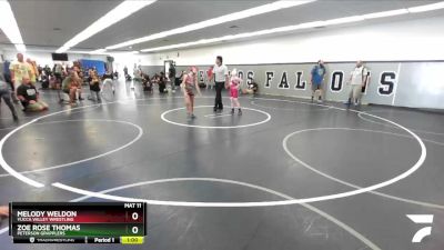 67 lbs Round 3 - Melody Weldon, Yucca Valley Wrestling vs Zoe Rose Thomas, Peterson Grapplers