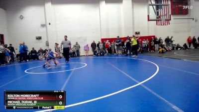 78 lbs Cons. Round 3 - Michael Dudak, III, Region Wrestling Academy vs Kolton Morecraft, Franklin Central Wrestling Club