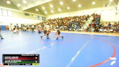 106 lbs Cons. Round 2 - Justin Asbury, Reign Wrestling Club vs Jacob Scheaffer, Servite High School