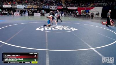 119 lbs Cons. Semi - Alvino Vasquez, Bethel High School vs Brenden Moncibaiz, Skagway High School