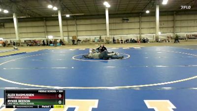 100 lbs Champ. Round 2 - Ryker Beeson, Lake Hazel Middle School vs Alex Rasmussen, Teton Middle School