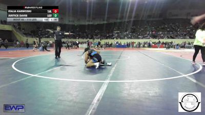 110 lbs Quarterfinal - Italia Karwoski, Tahlequah Wrestling Club vs Justice Davis, Lady Outlaw Wrestling Academy