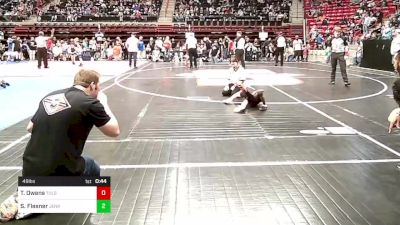 49 lbs Quarterfinal - Terron Owens, Tulsa North Mabee Stampede vs Simon Flesner, Jenks Trojan Wrestling Club