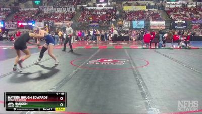 G - 165 lbs Champ. Round 2 - Hayden Brugh Edwards, Browning (Girls) vs Ava Hanson, Malta (Girls)