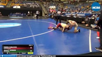 157 lbs 7th Place Match - Owen Zablocki, Indianapolis vs Bailey Gimbor, Kutztown