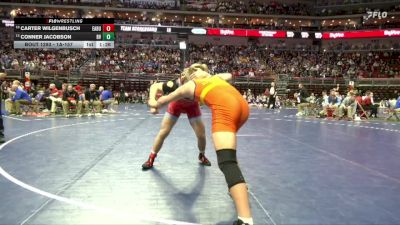 1A-157 lbs Cons. Round 2 - Carter Wilgenbusch, East Buchanan vs Conner Jacobson, Ridge View