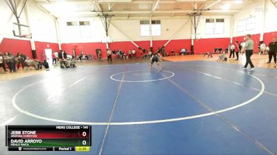 141 lbs Cons. Round 3 - David Arroyo, Menlo NWCA vs Jebb Stone, Arizona Christian