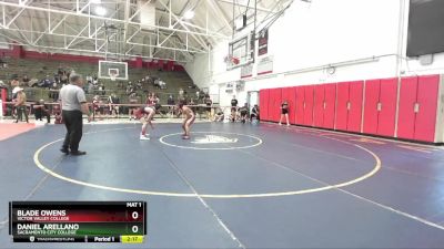 125 lbs Semifinal - Daniel Arellano, Sacramento City College vs Blade Owens, Victor Valley College