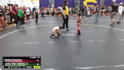 50 lbs Round 1 - James `Roe` Christie, Iv, James Island Youth Wrestling C vs Mason Whitfield, Palmetto State Wrestling
