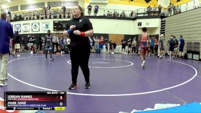 126 lbs Champ. Round 1 - Jordan Raines, The Fort Hammers Wrestling vs Mark Hand, Bloomington South Wrestling Club