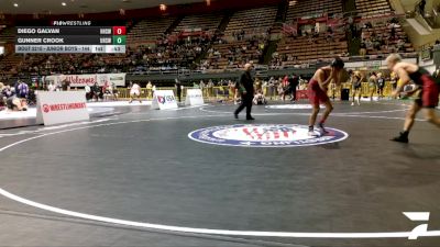 Junior Boys - 144 lbs Cons. Round 6 - Gunner Crook, Ukiah High School Wrestling vs Diego Galvan, Hollister High School Wrestling