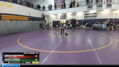 98 lbs Cons. Round 2 - Raiden Moreno, Worland Middle School vs Griffin Mortenson, Cody Middle School