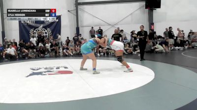 105 kg Quarterfinal - Isabella Lorenzana, Surfside Girls - W vs Lyla Hensen, Mat Demon - W