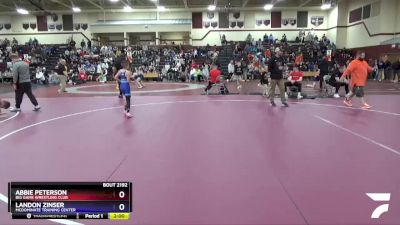 12U-3 lbs Round 2 - Abbie Peterson, Big Game Wrestling Club vs Landon Zinser, McDominate Training Center