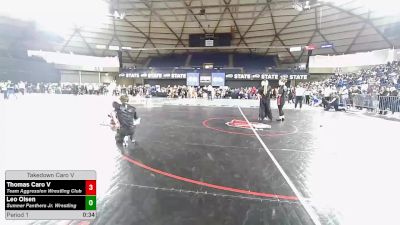 49 lbs Cons. Sub-quarters - Thomas Caro V, Team Aggression Wrestling Club vs Leo Olsen, Sumner Panthers Jr. Wrestling