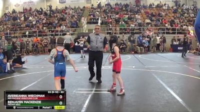 63 lbs Quarterfinal - Averieanna Wiechman, Red Machine Wrestling Club vs Benjamin Mackenzie, Medina Bees