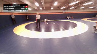 106 lbs Cons. Semi - Dillon Robinson, 208 Spartans vs Logan Frazier, Riverton Wolf Pack Wrestling Club