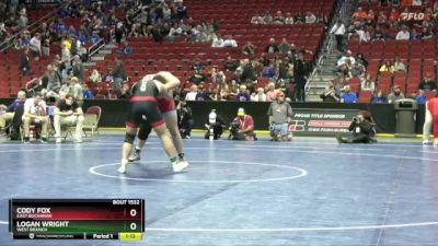 1A-285 lbs Semifinal - Logan Wright, West Branch vs Cody Fox, East Buchanan