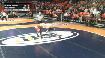 1A 132 lbs Champ. Round 1 - Camden Brucker, Gibson City (G.C.-Melvin-Sibley) vs Max Philpot, Vandalia