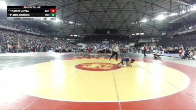 Girls 1B/2B/1A 105 Cons. Round 5 - Yasmin Lopez, Wapato (Girls) vs Flora Horejsi, Forks (Girls)