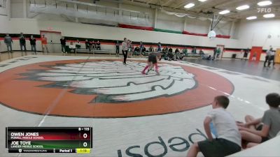115 lbs Semifinal - Owen Jones, Powell Middle School vs Joe Toye, Lander Middle School