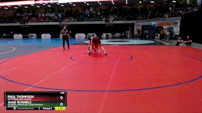 215 lbs Semifinal - Gage Runnels, Student Wrestling Development Program vs Paul Thompson, Ketchikan High School