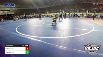 49 lbs Semifinal - Hunter Wells, Claremore Wrestling Club vs Caleb Wade, Blanchard Wrestling Club