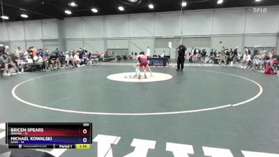 100 lbs Placement Matches (8 Team) - Bricen Spears, Indiana vs Michael Kowalski, Utah