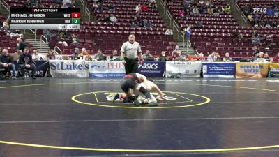 107 lbs Quarterfinal - Michael Johnson, West Allegheny vs Parker Jennings, Trinity
