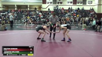 JV-6 lbs Round 1 - Addesyn Welcher, West Delaware vs Peyton Gordon, Solon