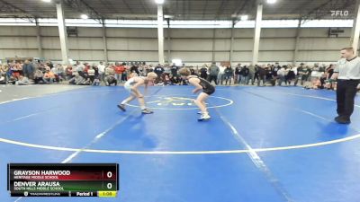 105 lbs Champ. Round 1 - Denver Arausa, South Hills Middle School vs Grayson Harwood, Heritage Middle School