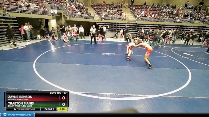 87 lbs Quarterfinal Zayne Benson Gunnison Dusters vs Traeton Manis Delta Wrestling Club