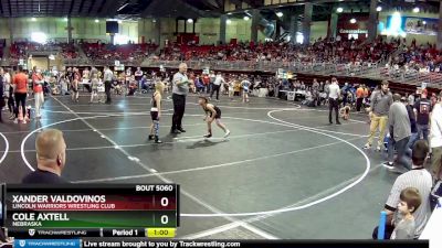 70 lbs Champ. Round 2 - Xander Valdovinos, Lincoln Warriors Wrestling Club vs Cole Axtell, Nebraska