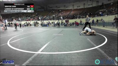 62 lbs 2nd Place - Graycie Card, Tulsa Blue T Panthers vs Laneigh Jo Cartwright, Midwest City Bombers Youth Wrestling Club